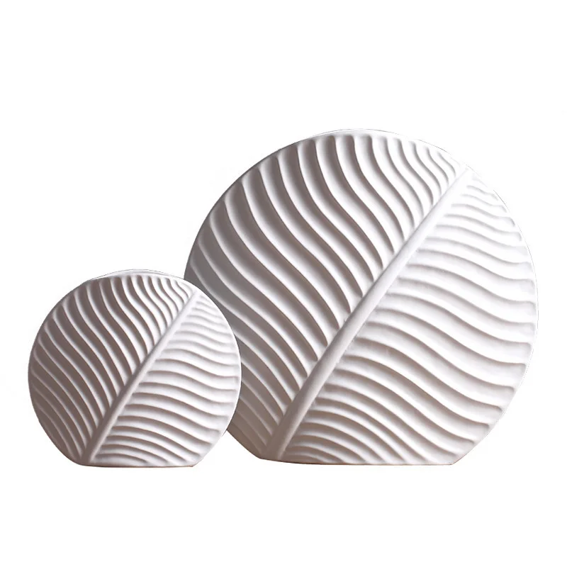 Nordic Ceramic Leaf Vase Living Room Decorations Flower Arrangement Vase Desktop Creativity Green Leaves Floral Ornaments