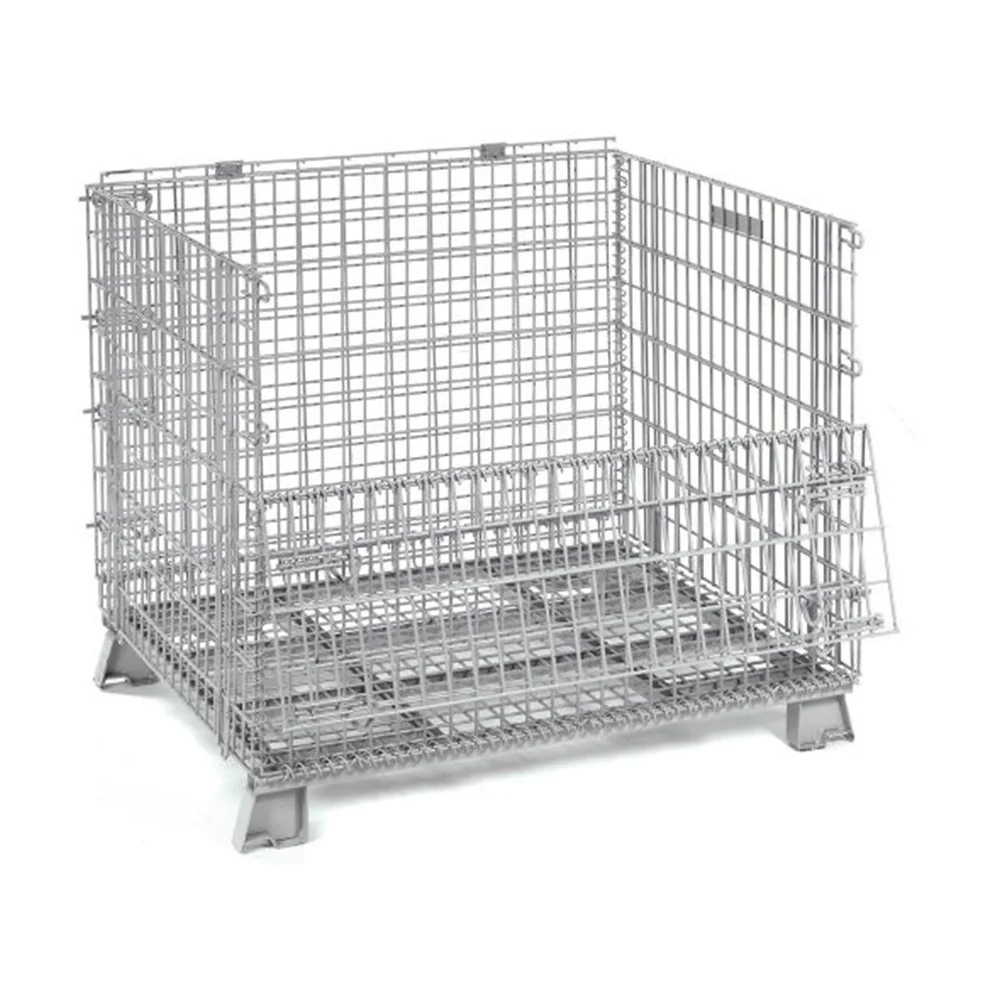 Welded Galvanized Collapsible Stackable Storage Heavy Duty Portable Shipping Steel Wire Mesh Cage Containers