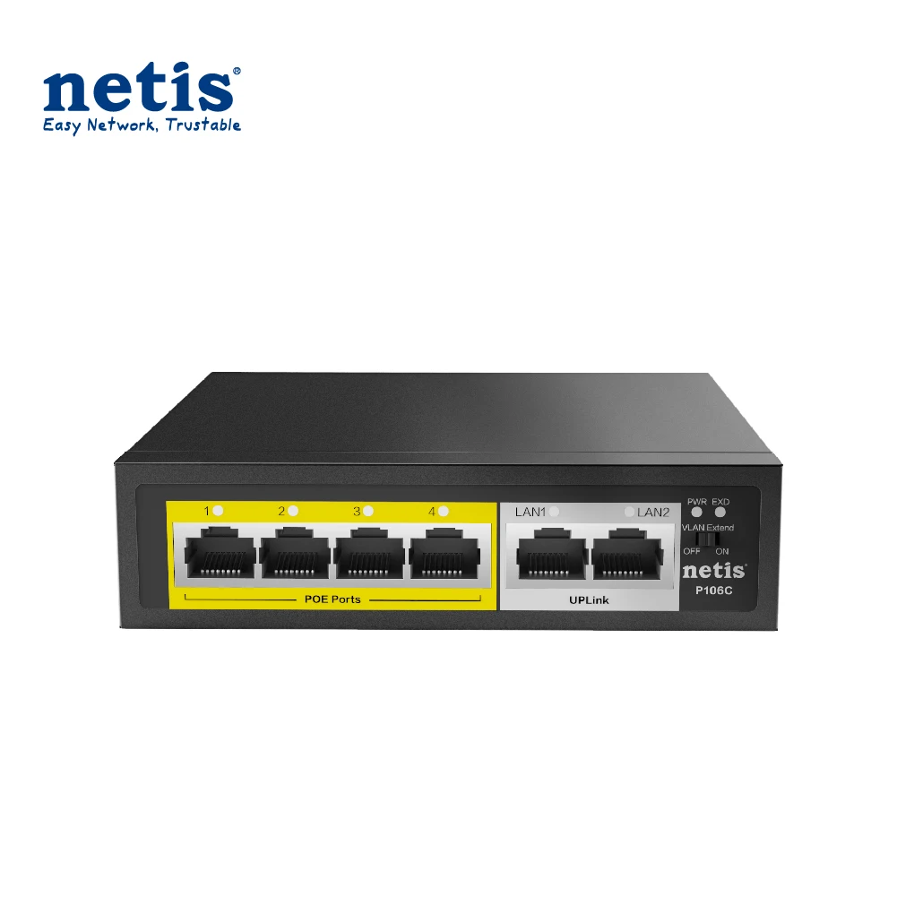 Китайский производитель 4 + 2 порта коммутатор 4poe 2RJ45 100m стандартный Poe
