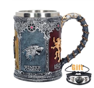 
Кружка «Игра престолов», Кубок из нержавеющей стали, смола, 3D кружка для пива, кофе, бокал для вина, кружки 600 мл, 400 мл, 200 мл, лучший подарок для фаната 