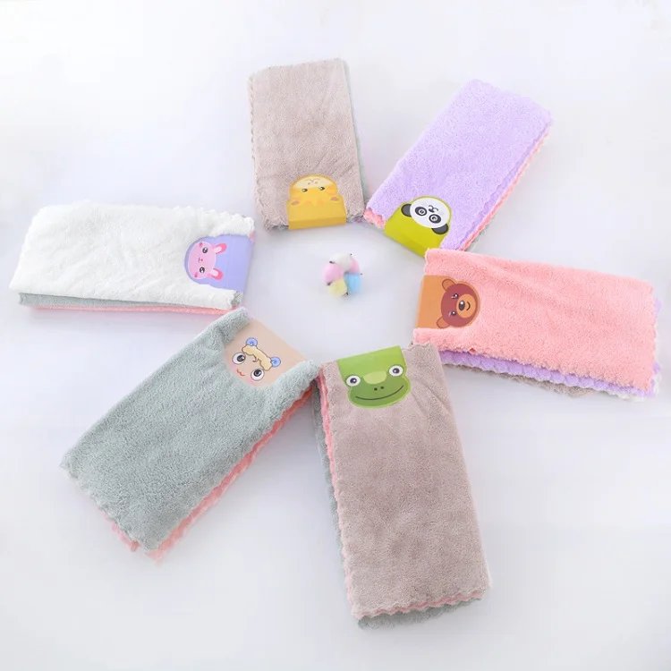Colorful Ultra Soft coral fleece microfiber hand face Cleaning Cloth baby wash cloth towels