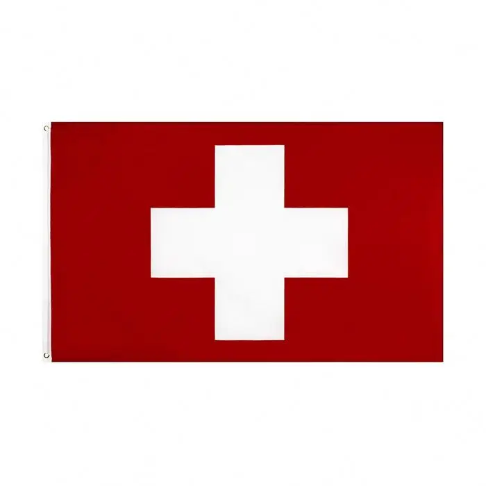 Custom Large All World Countries Red Wihit Cross Flags Polyester Printed Wholesale Swiss National Flag 3X5 Ft Switzerland Flag