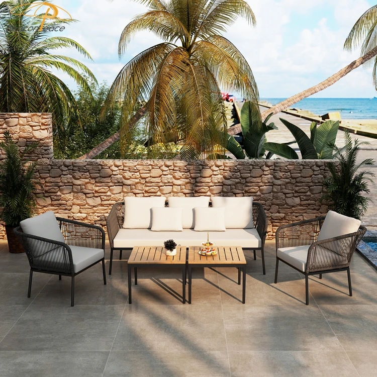 Luxury sofa set garden furniture villa apartment projects customized out door water proof terrazza sofa