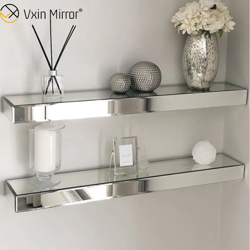 Vxin factory supply  silver wall decor silver glass mirror wall shelf for wall
