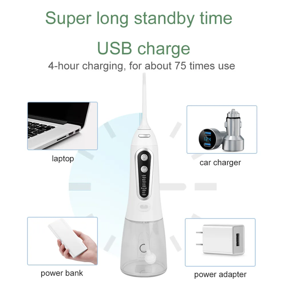 Water Flosser Professional Cordless Rechargeable Electric Dental Oral Irrigator Ultra Water Jet for Teeth Braces Care 5 Modes
