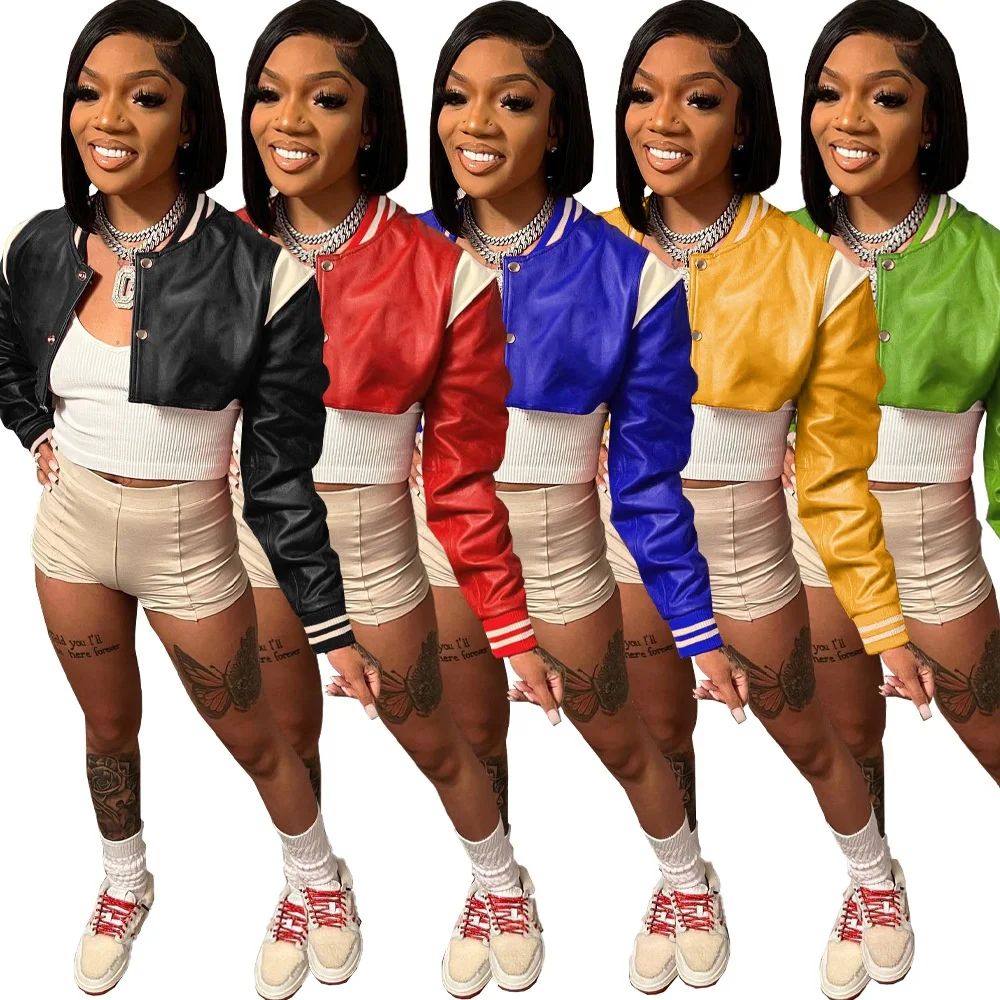 DN8690 модная Американская Одежда 2024 осень зима женские пальто повседневная бейсбольная куртка Короткая кожаная куртка модная женская куртка