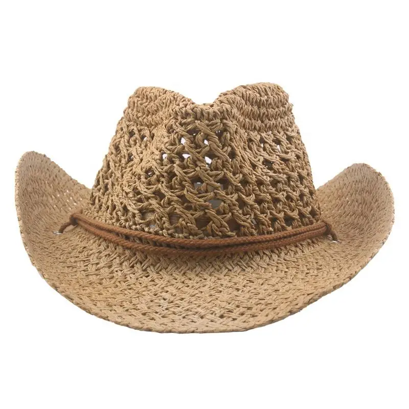 Womens Mens Paper Summer Sun Beach Mexico Straw hat unisex Sombrero Hombre Panama Western Cowboy Hat