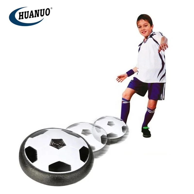 Hot sell kid sport games floating air toy cushion football suspended soccer toy with light