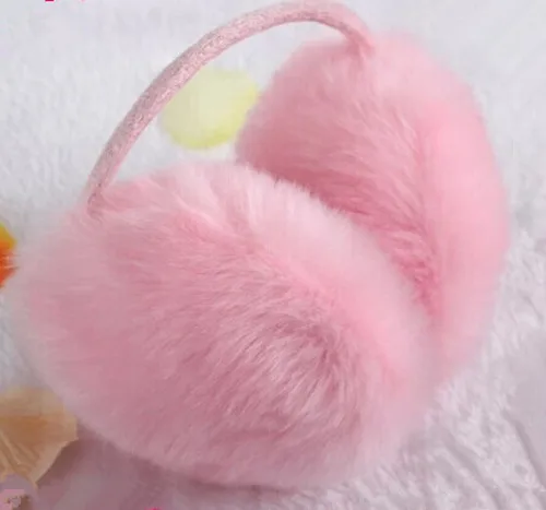 Solid color imitation rabbit fur back wear plush pink camo ear muffs winter warmers plush ear protection muff