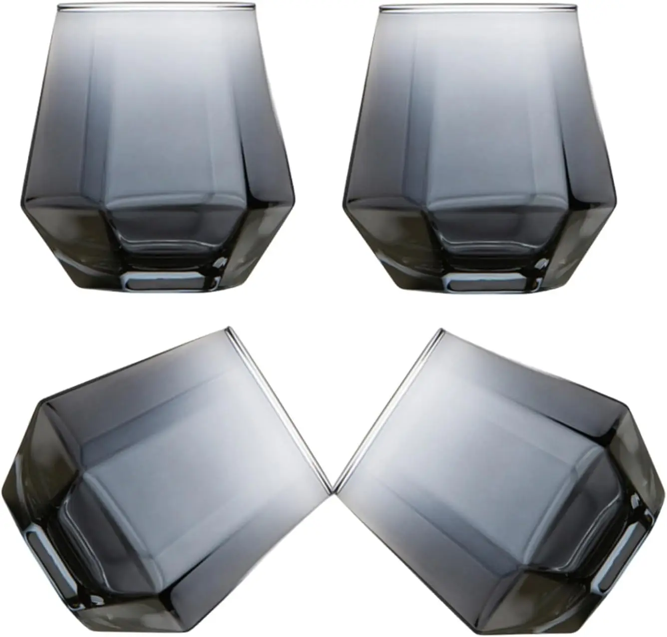 Wholesale 10oz Diamond Shaped Colored Hexagonal Stemless Drinking Glass Cup Whisky Vodka Glass Tumbler