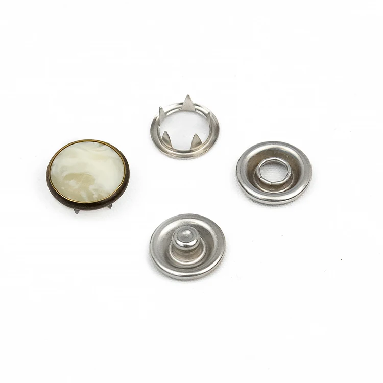 OEM garment accessories zinc alloy cover custom baby snap button press metal prong pearl ring snap button