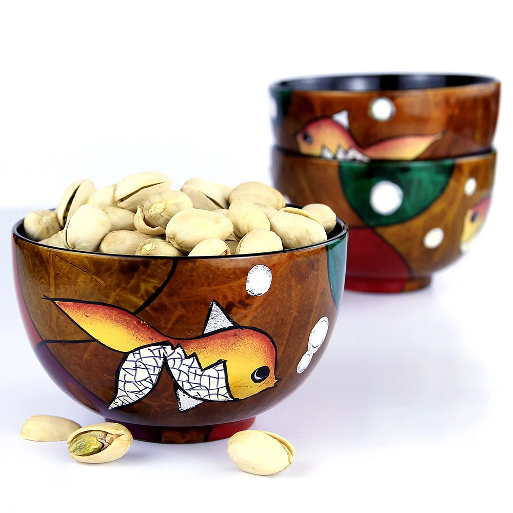 Wholsale Competitive Price Wooden Bowl Decorative Multi Color Lacquerawe Vietnam Handmade Wood  Bolws