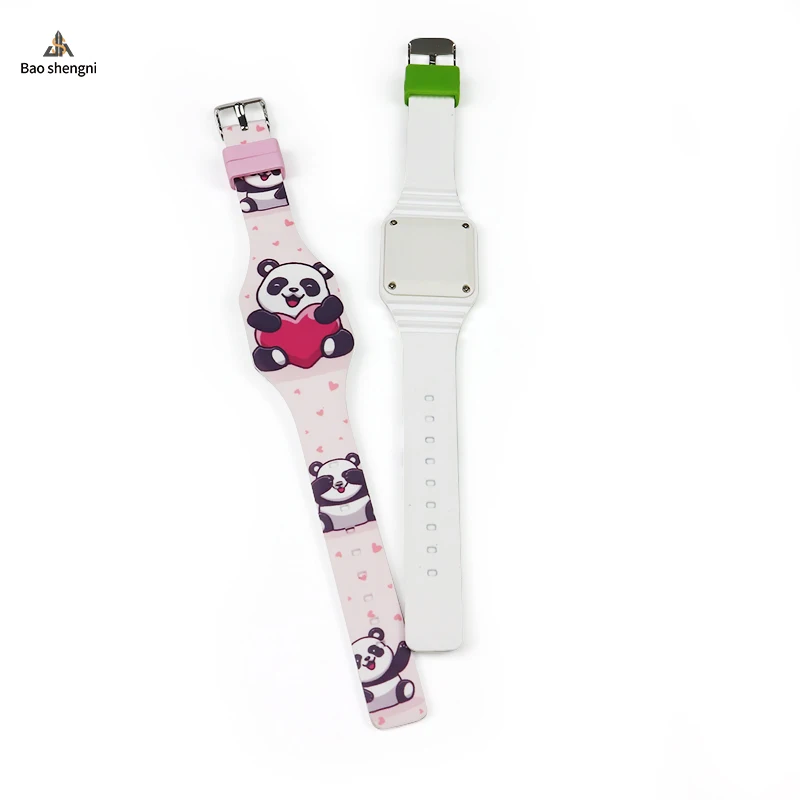 Eco-friendly Material Silicone Panda Cartoon Children LED Buckle Watches For Sales