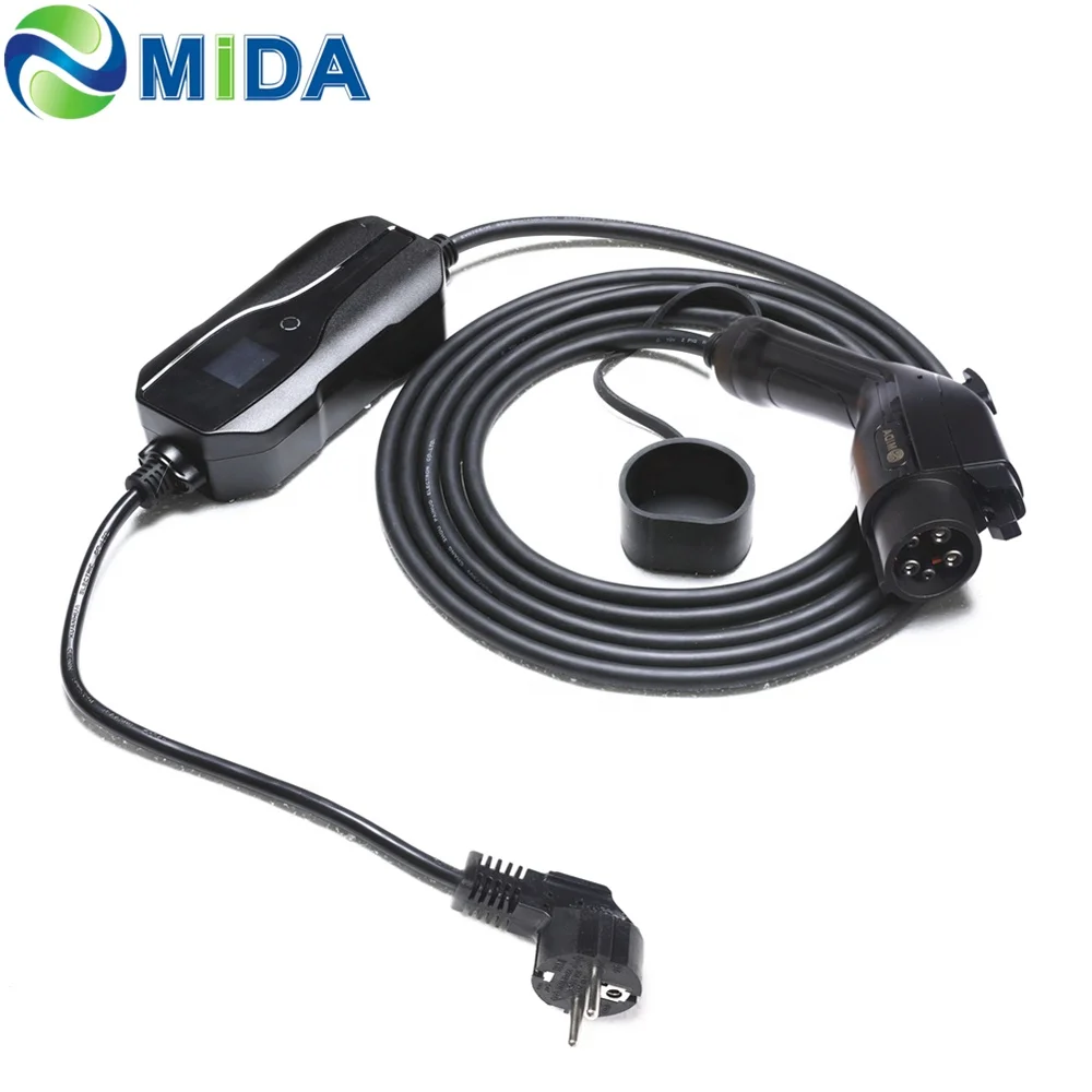 Режим 2 EV зарядное устройство типа 1 8A 10A 13A 16A J1772 портативный EV зарядное устройство для зарядки электромобилей разъем штепсельная вилка европейского стандарта