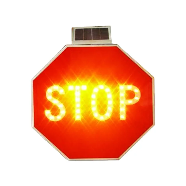 Road Safety Warning Customized Hot Sale Flash LED Solar Powered Traffic Sign