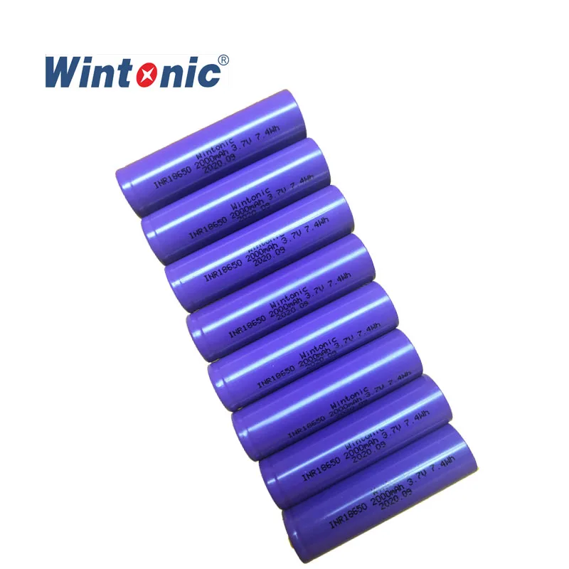 Rechargeable 3.7V 2000mAh Lithium Ion Battery 18650 Cell Bulk Production