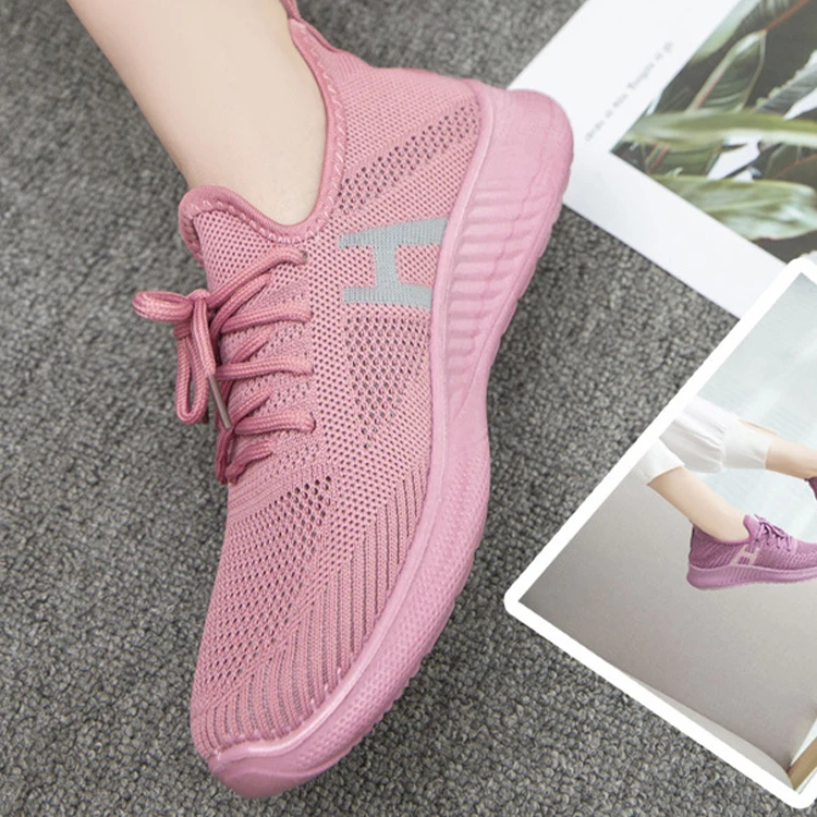 
Chinese Factory Pink Black Ladies Sports Shoes Low Prices Sports Shoes Sneakers Women 