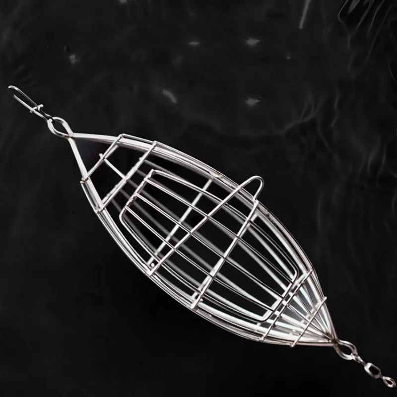 5 Sizes metal fishing bait cage Olive type stainless steel bait feeder Fishing gear accessories