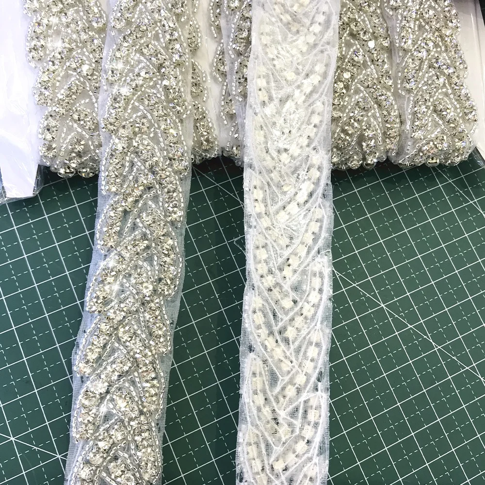 L236 Rhinestone bodice applique for dresses trims rhinestones applique crystal appliques