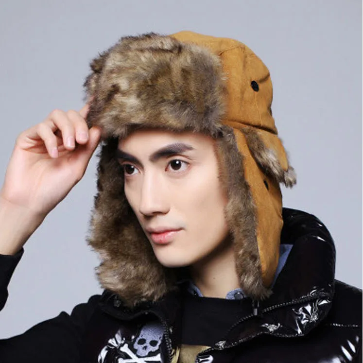 Men Women Trooper Plush Faux Fur Ushanka Russian Aviator Bomber Earflap Trapper Bomber Winter Warm Hats