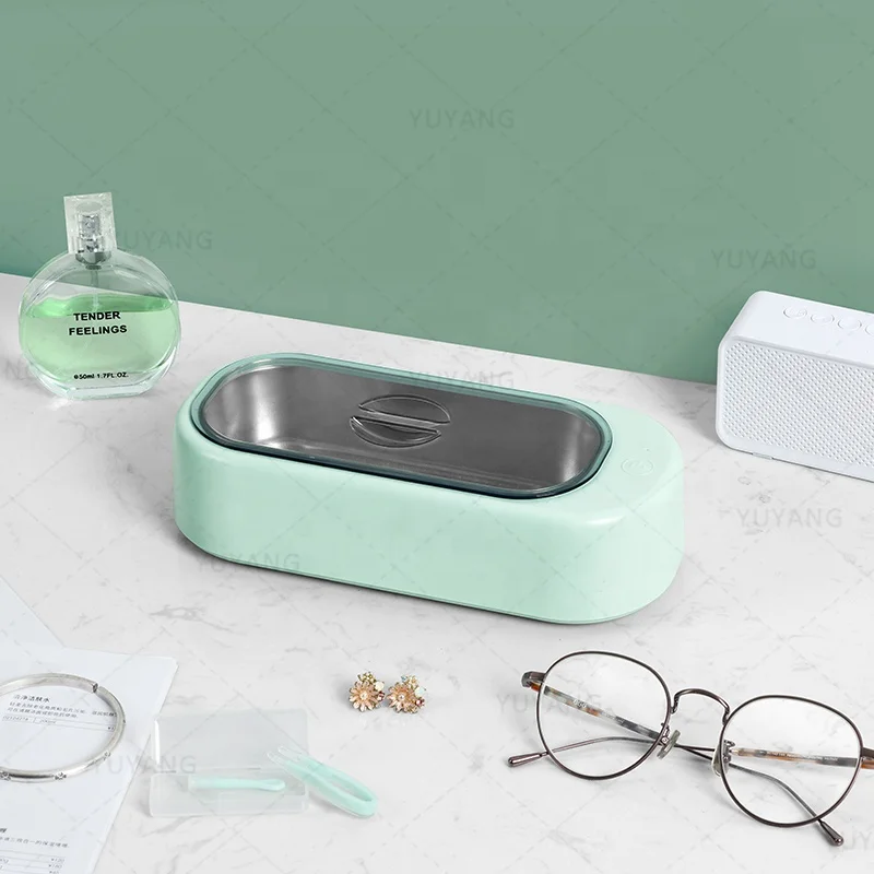 390ml 12V 48000Hz Portable Plastic Mini Ultrasonic Cleaner 304 Stainless Steel Small Ultrasonic Cleaning Machine Jewelry Glasses