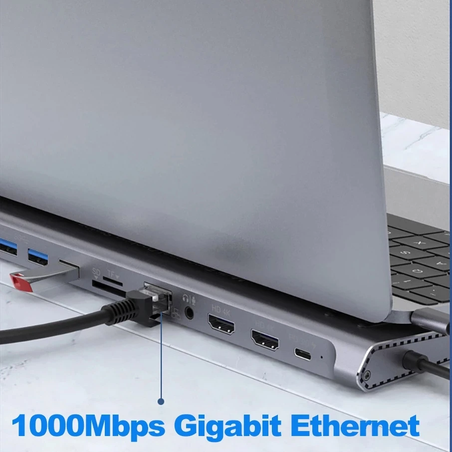 12 в 1 Многофункциональный USB Hub 3,0 Type-C Адаптер Hub Док-станция для HD-MI 4K PD3.0 док-станции для ноутбуков MacBook