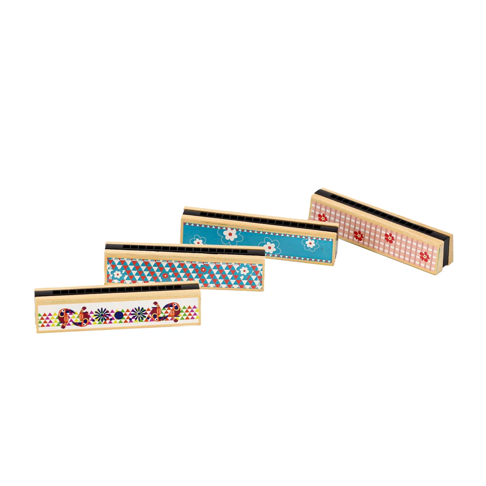 Wholesale Hot Sale Kids Musical Instrument Cartoon Wooden Mouth Organ Bee Mini Harmonica Chromatic