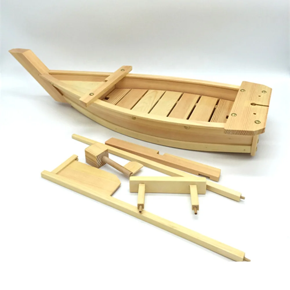
japanese sushi serving plate wooden sushi boat wholesale 