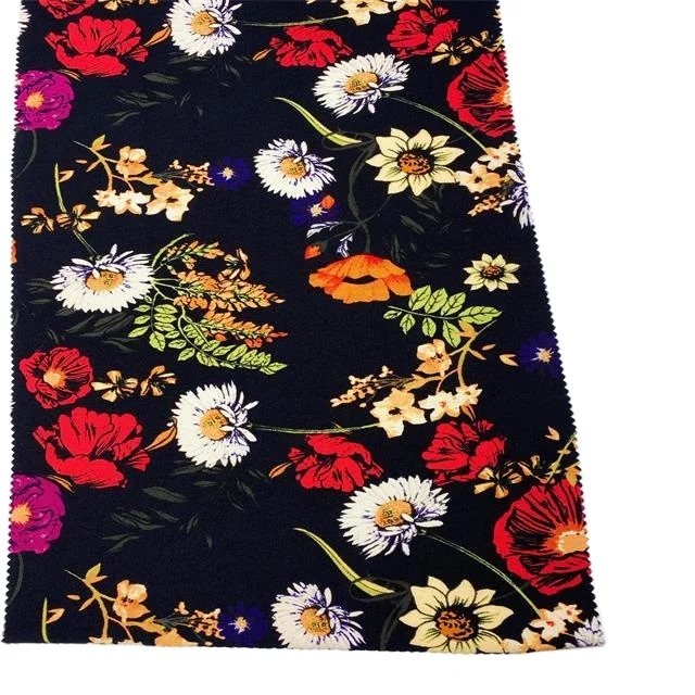 
Factory Direct Sale Viscose Rayon Nylon Stretch Printed Bengaline Fabric women Pants Dresses 