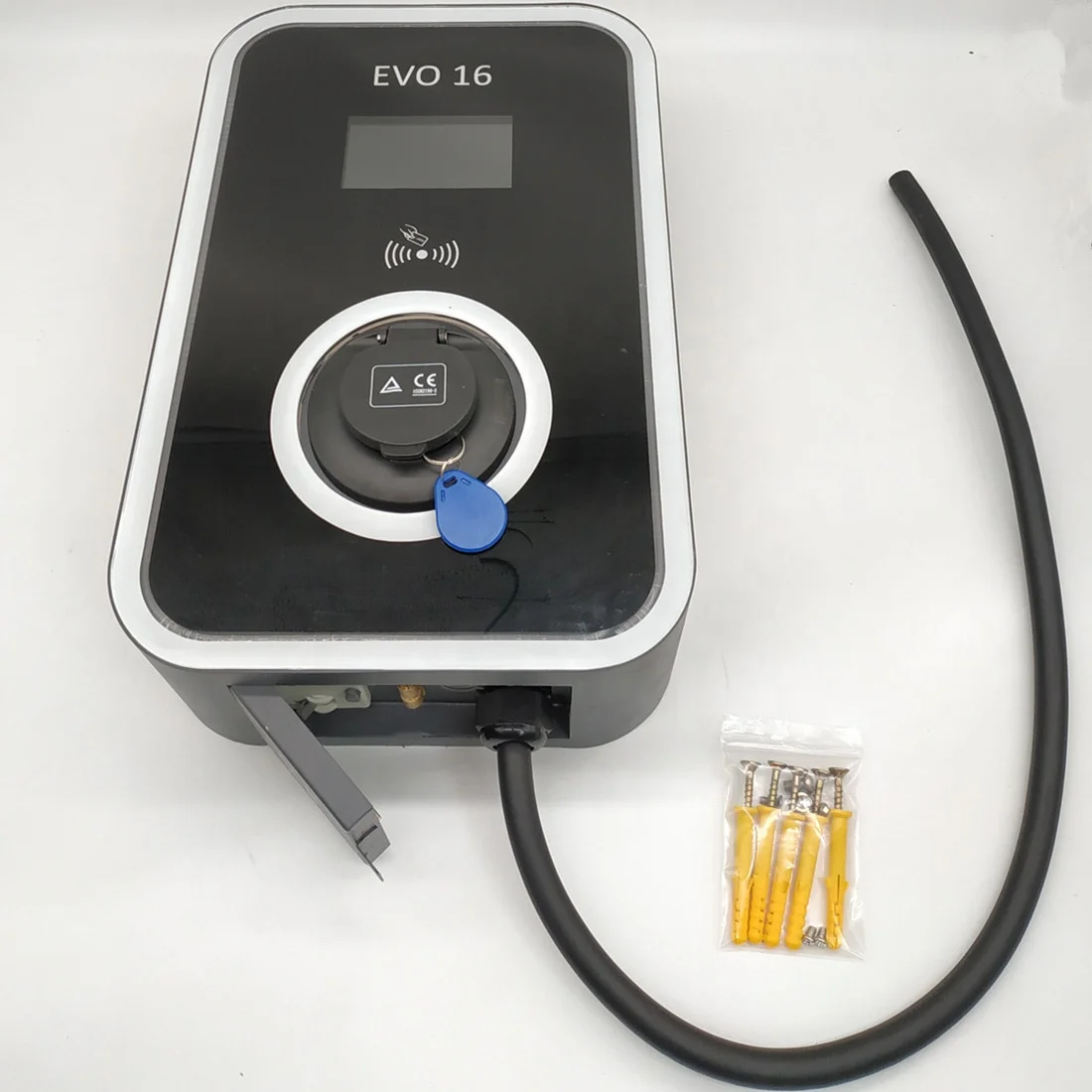 
11KW ev wall charger,16A ev charging pile with type 2 socket,LCD screen and type B RCD,OEM 