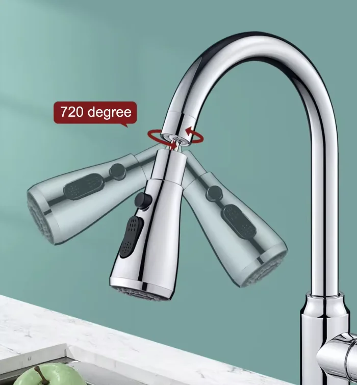 Modern Anti-Splash Faucet with Bubbler Interface External Shower Extender for Kitchen Washbasin Designated for Easy Kitchen Use