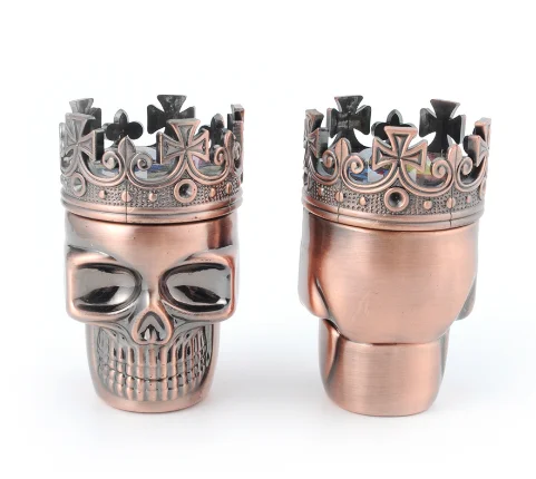 Wholesale manufacturer china metal three-layer tobacco grinder Crown ghost head shape bronze tobacco grinders herb grinder