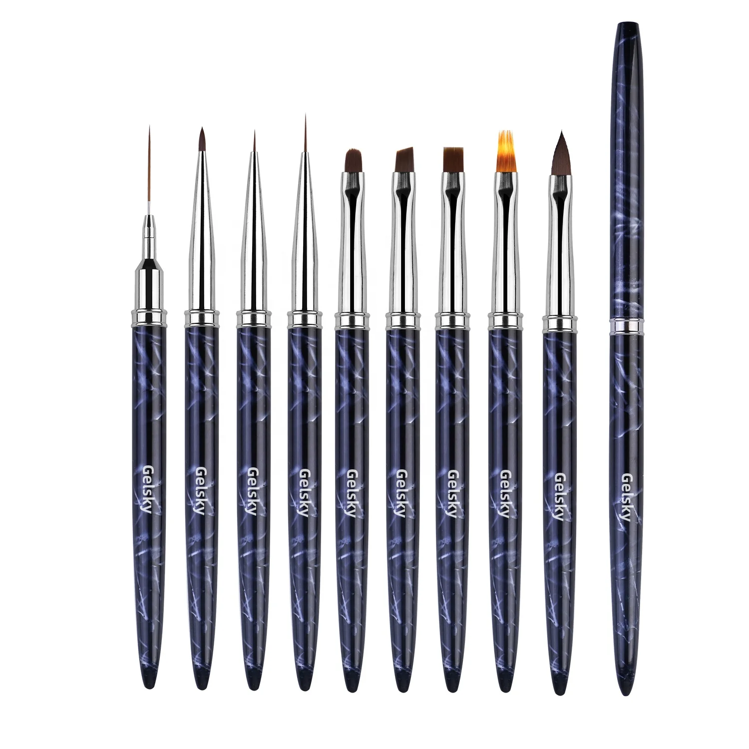 Gelsky Nail Art Brush Set 8Pcs 25 Mm Gel Nail Brush Black Liner Art Brush