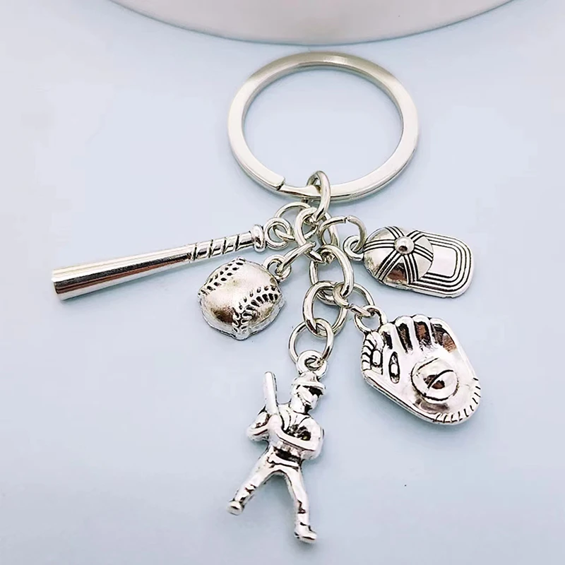 Wholesale I Love Baseball Softball Bat Hat Glove Metal Sports Key Chain Bag Car Key Chain (KA001)