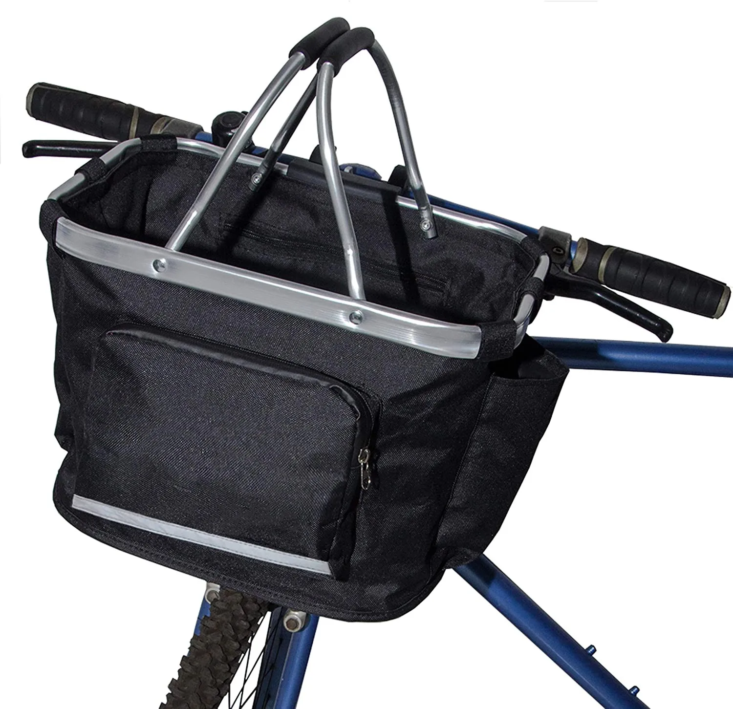 
BSCI custom Foldable Cat Dog Carrier Front Bicycle Basket Shopping Bag Bike Basket 