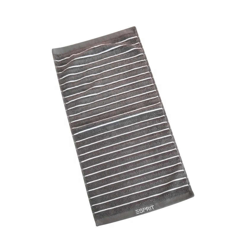 20s combed cotton  yarn dyed stripe hand towel with customized  logo embroidery33x74cm