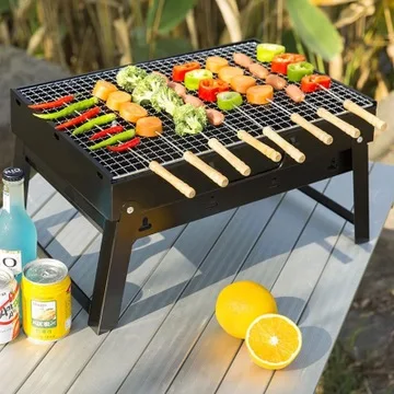 Hot Selling Outdoor Camping Black Portable Charcoal Table Folding BBq Grill