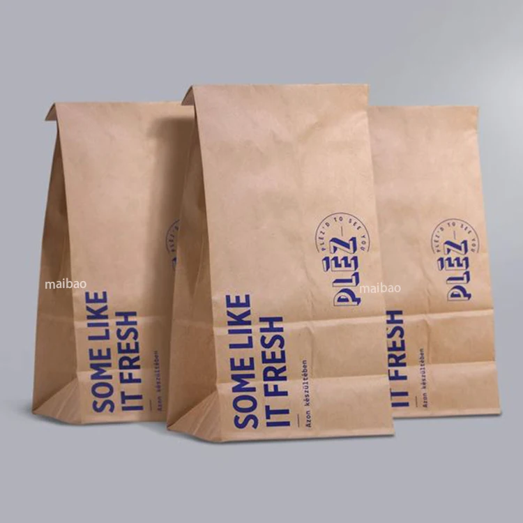 Recyclable bread cookie oil proof paper bag custom paper bag no handle lunch food burger sandwich takeaway paper bags for snacks