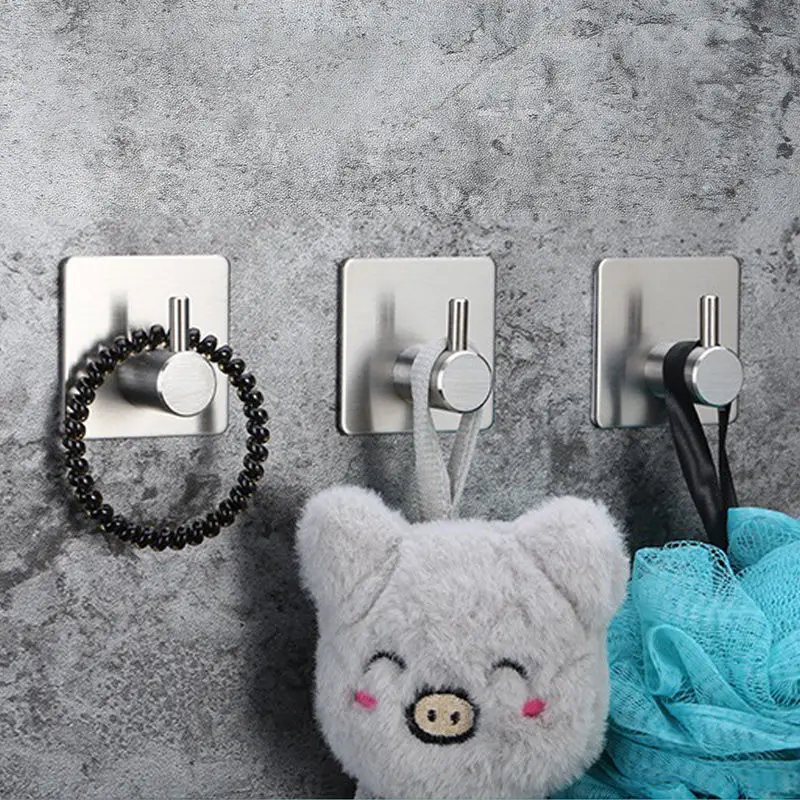 New Stainless Steel Bathroom Self-adhesive Wall Coat Hangers Towel Robe Hooks for Clothes