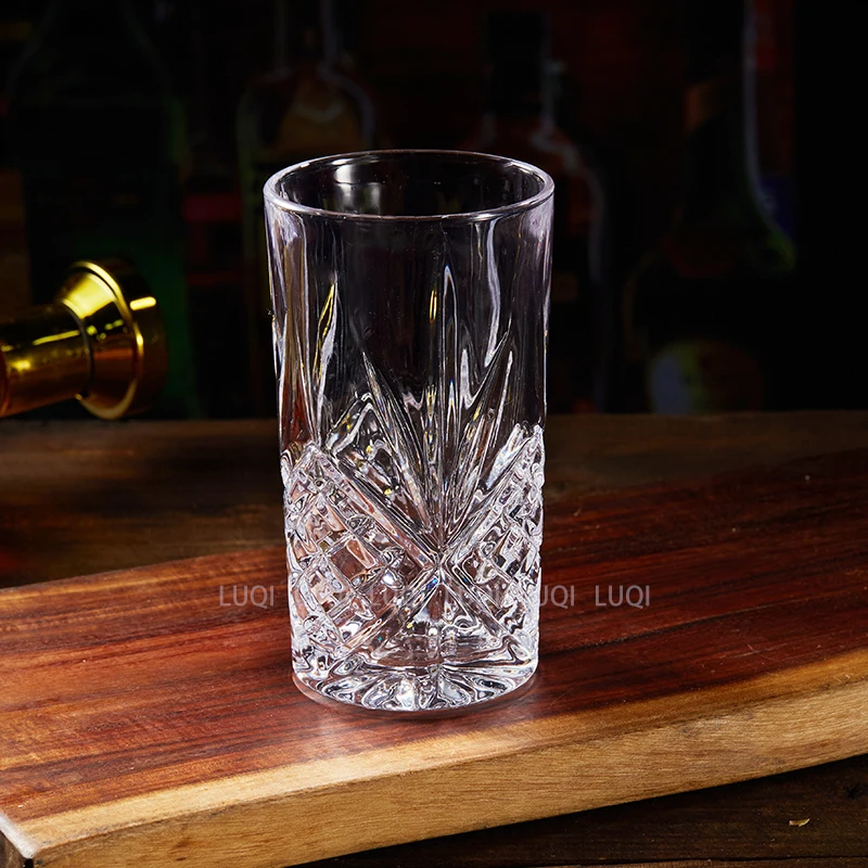 Modern Design Engraved Sword Pattern Glass Tumbler High Quality Crystal Glass for Wine Juice Whiskey Vodka with Stylish Gift Box