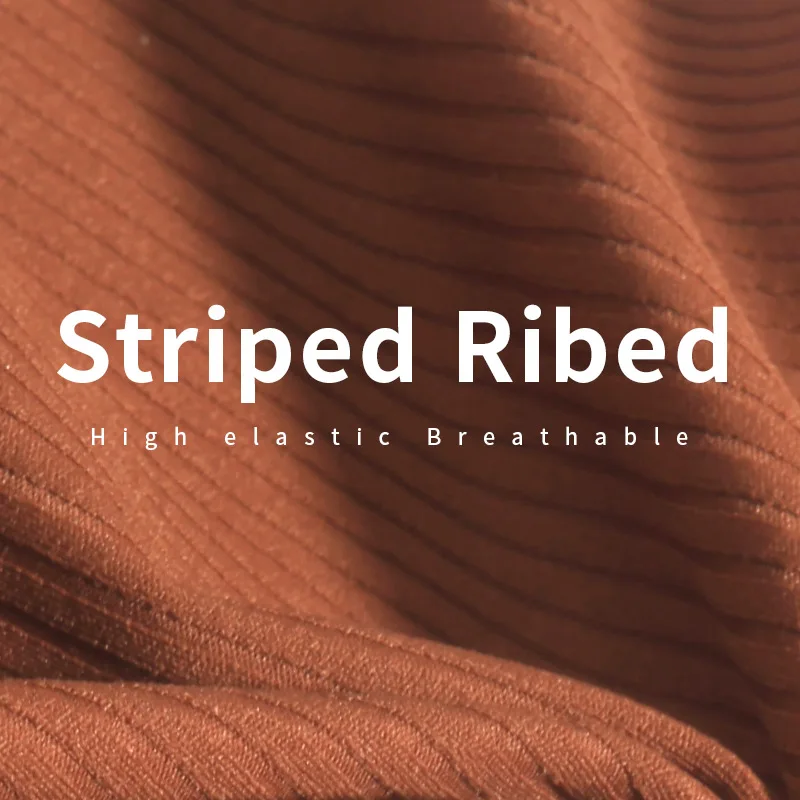 Wholesale activewear swimwear breathable 4way stretch ribbed strip spandex nylon fabric for yoga