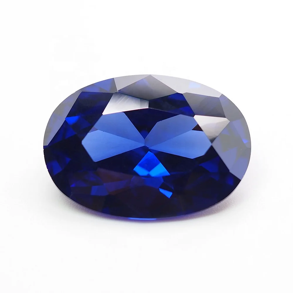 Shining diamond cut synthetic sapphire blue cz loose cubic zirconia stone