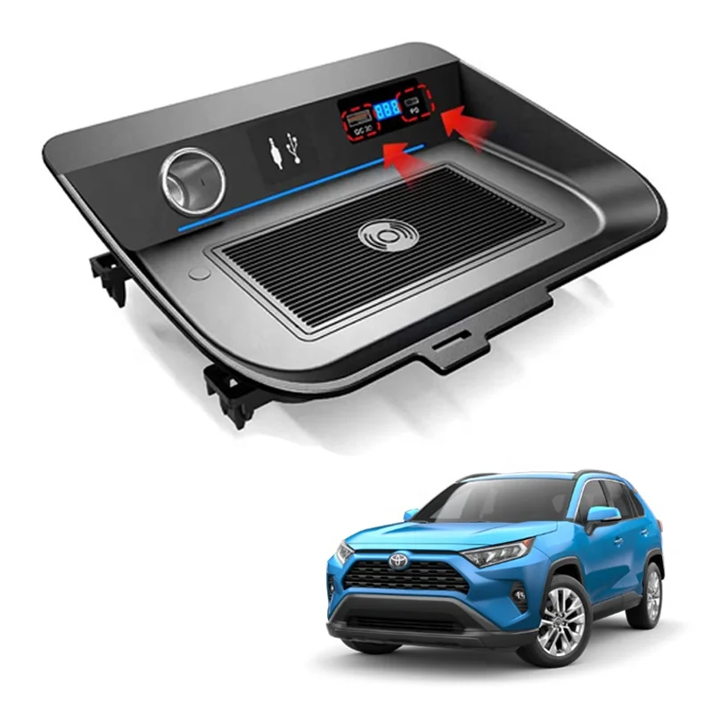 Wholesale Cars Accessories Charging Pads iphone 2 in 1 With 36W QC 3.0 USB Phone For Toyota RAV4 car wireless charger pad