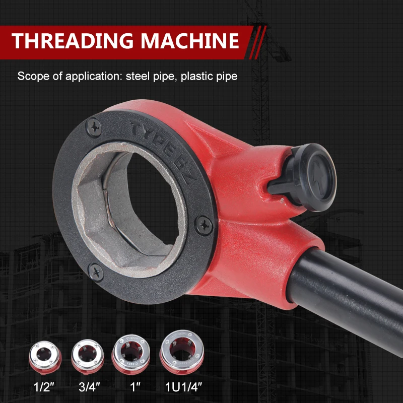 Ratchet Die Stock Pipe Threader tube Threader Kit Set  Pipe Tools Ratchet Die Stock Set