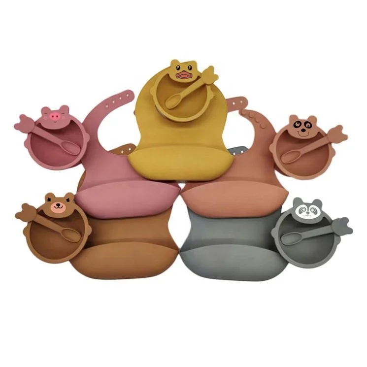 Пищевая силиконовая детская тарелка с присоской для подарков