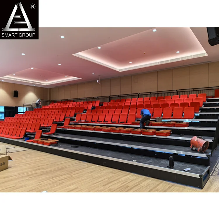 18M 9 Rows Indoor Telescopic Seating System Retractable Bleacher for Audience