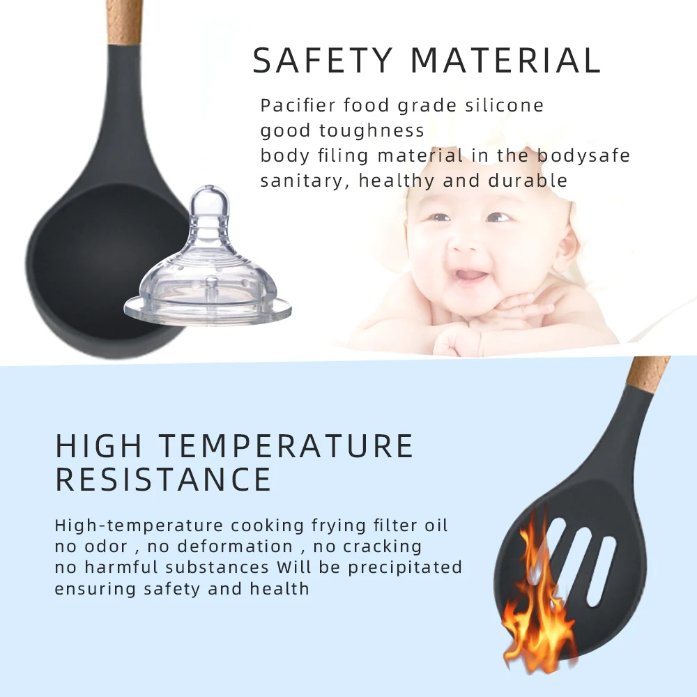 Home and kitchen Silicone Kitchen Utensil set  Accessories Cooking Tools Kitchenware set Cocina Silicone Cooking Utensils Set