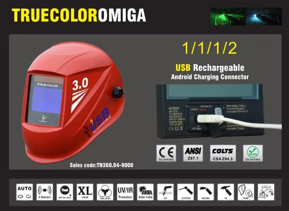 large visible screen PA/PP material auto darkening welding helmet