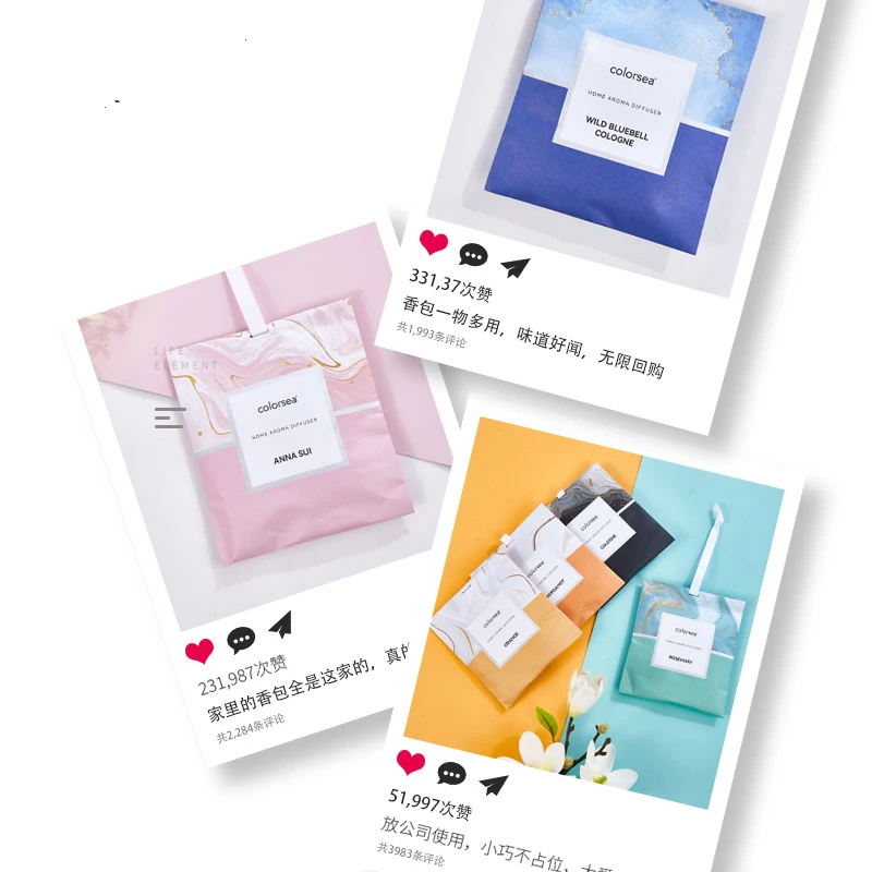 wholesale new 20g aroma Blue camellia vermiculite bathroom deodorization car air freshener clothes wardrobe scented sachet