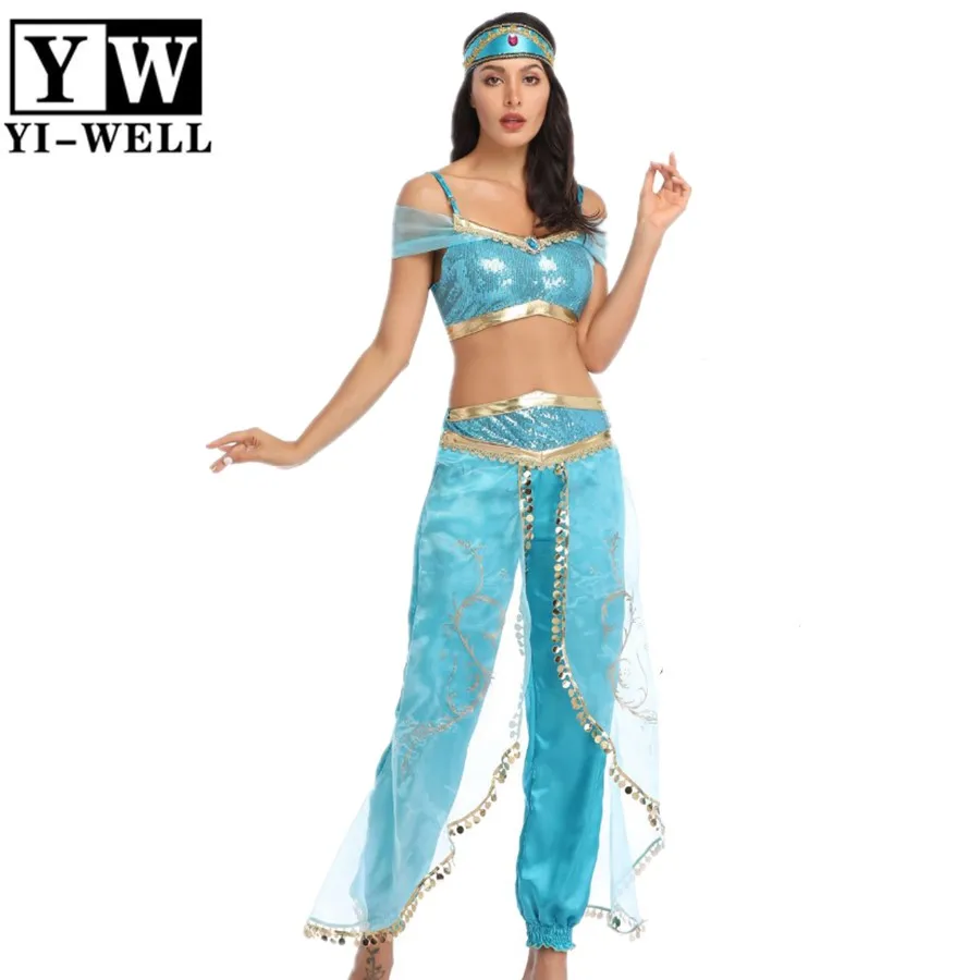 Женский костюм принцессы жасмин для взрослых одежда косплея и вечеринки на Хэллоуин
